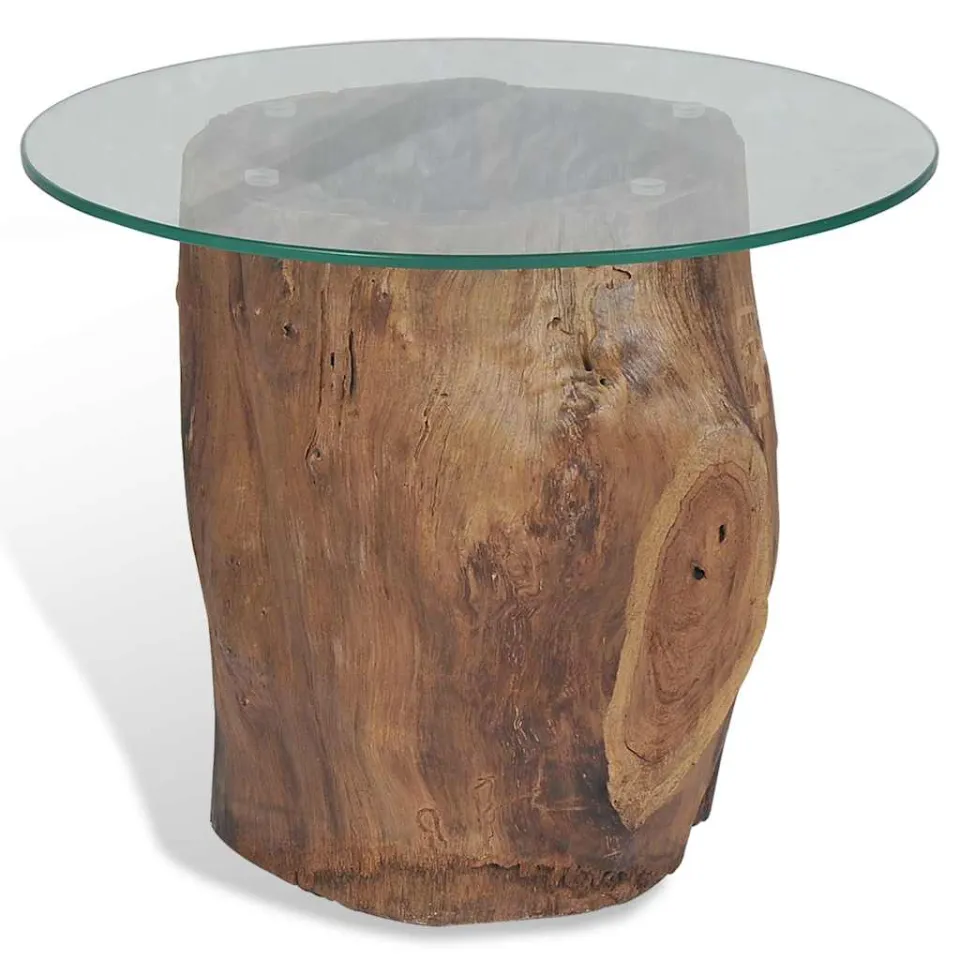 vidaXL Salontafel 50x40 cm teakhout en glas bruin, foto 3