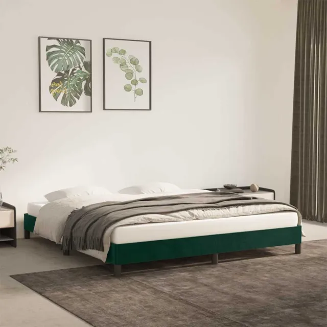 vidaXL Bedframe zonder matras 160x200 cm fluweel donkergroen