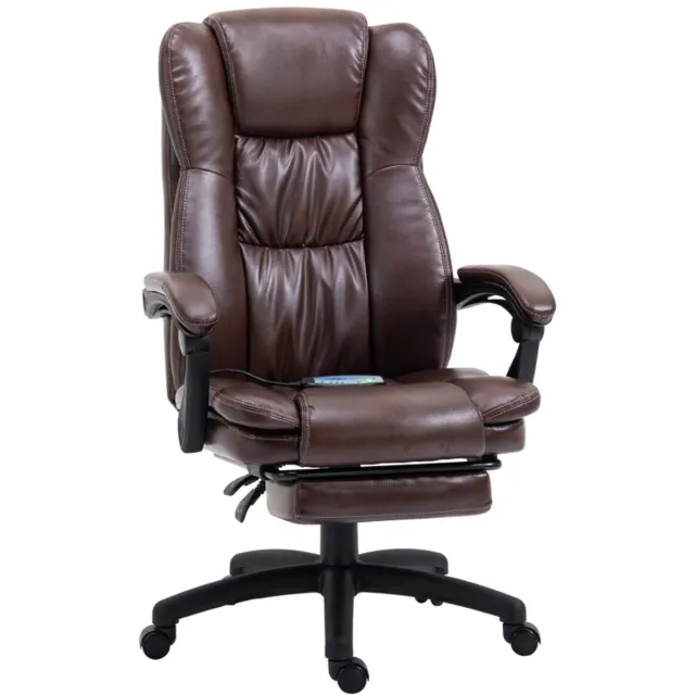 Clruro Bureaustoel - 68,5 x 68,5 x 113-121 cm - met Voetsteun en Massage - Kunstleer - Bruin