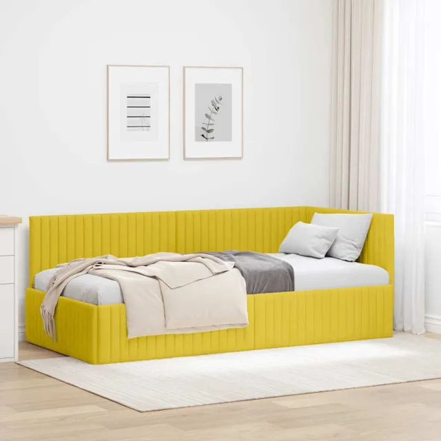 vidaXL Hoekbedframe Geel 90 x 190 cm fluweel