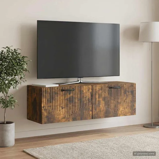 vidaXL Wandbeugel TV-kast Gerookt eiken 98 x 31 x 30 cm Bewerkt hout Bruin