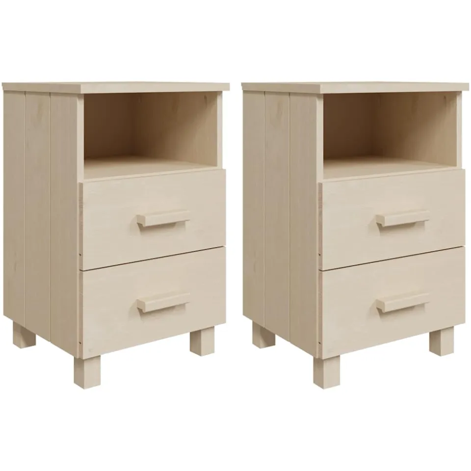 vidaXL Nachtkastjes HAMAR 2 st 40x35x62 cm grenenhout honingbruin bruin, foto 3