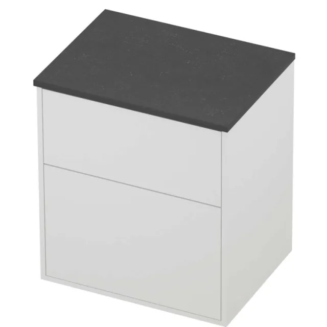 Proline Deck Badmeubelset Hardsteen Voor Grepen Asymmetrisch 60x46x67 cm Blue Stone Mat White Mat Wit