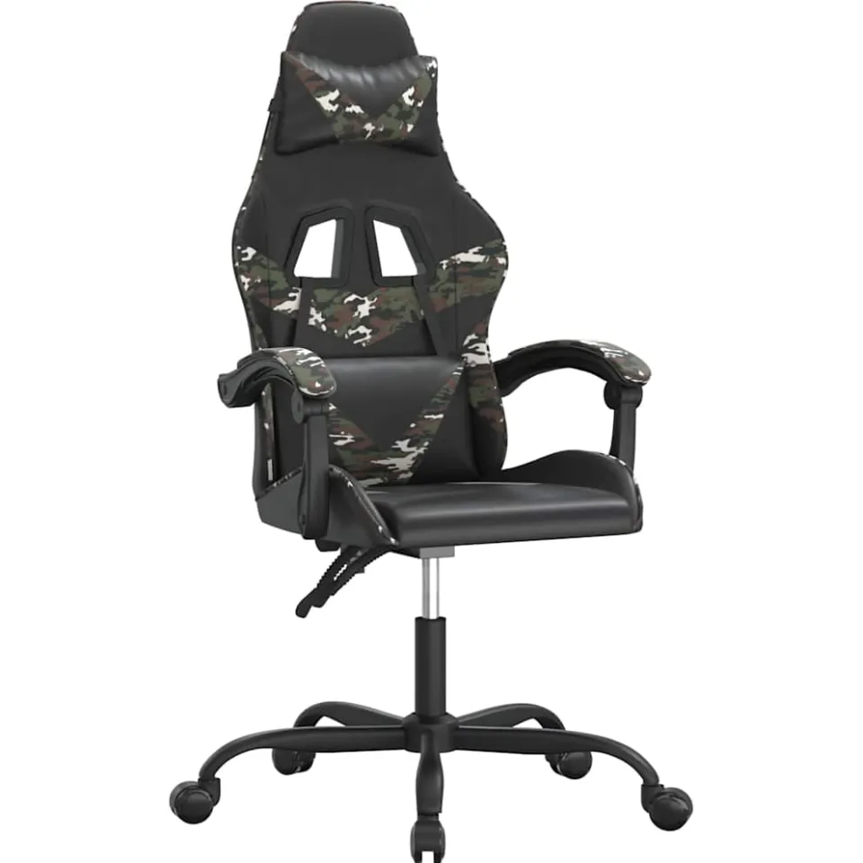 vidaXL Gamestoel draaibaar kunstleer zwart en camouflage, foto 3
