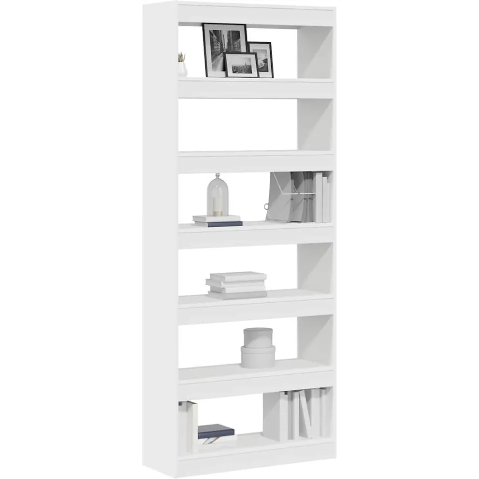 vidaXL Boekenkast 6-laags 80 x 30 x 198 cm Bewerkt hout Wit
