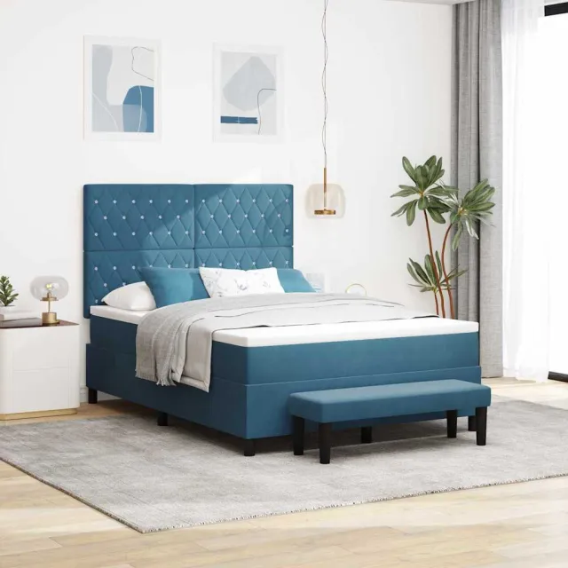 vidaXL Boxspring bed met hoofdeinde Donkerblauw 200 x 160 cm Fluweel