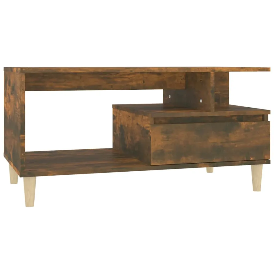 vidaXL Salontafel 90x49x45 cm bewerkt hout gerookt eikenkleurig Bruin