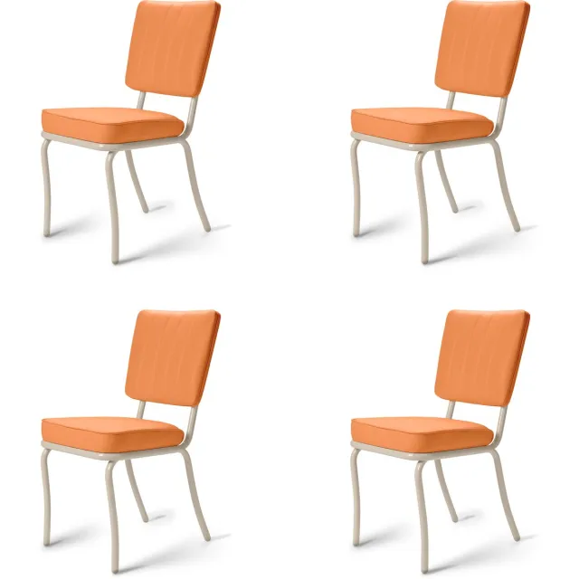 Bel Air Retro Fifties Furniture Arcade MP OffWhite Orange Set van 4