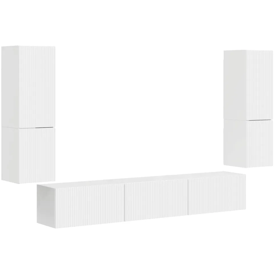 vidaXL Tv-meubelset 4 st Hoogglans wit Bewerkt hout, foto 3