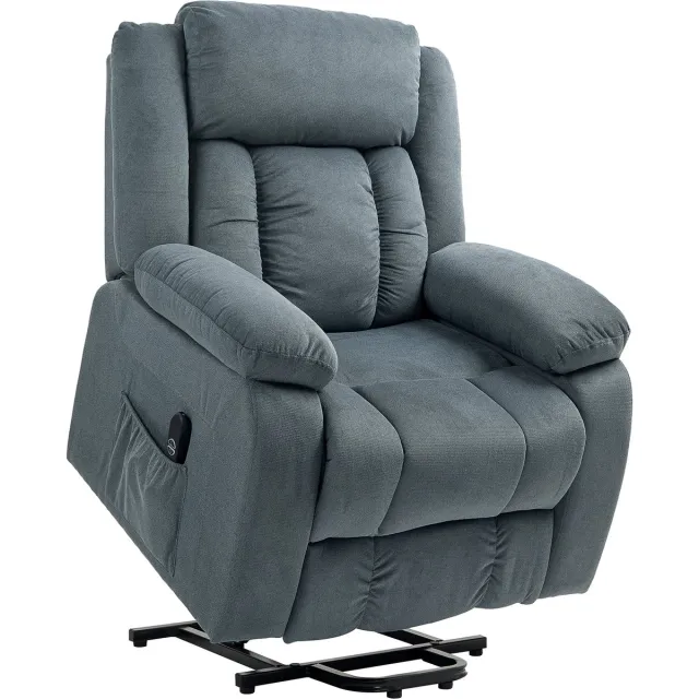 GranMaison Massagestoel - Relaxfauteuil - Zetel - Sta op stoel elektrisch - Stof - 1 persoons - Met armleuning - Zeer comfortabel - Elektrisch - Grijs