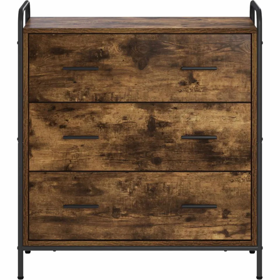 vidaXL Dressoir Gerookt eiken 97 x 33 x 81 cm Bewerkt hout, foto 4