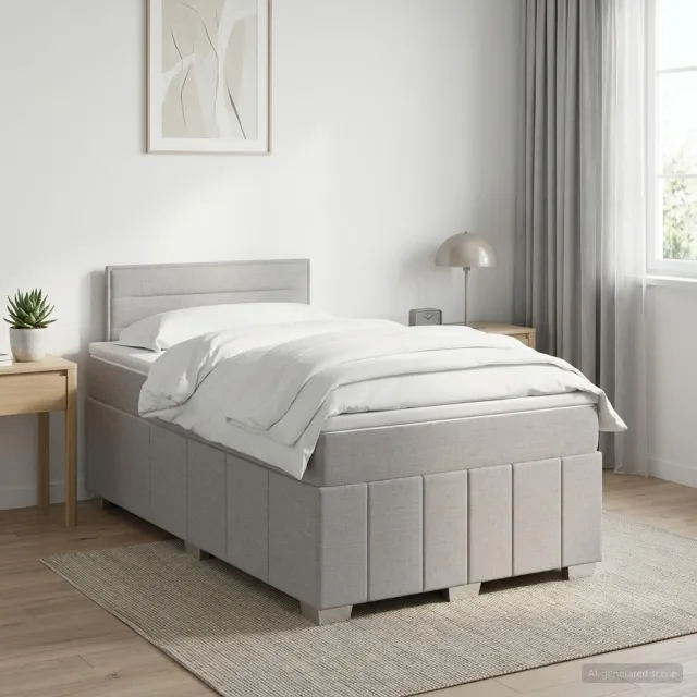 vidaXL Boxspringbed met matras Lichtgrijs 120 x 190 cm Stof