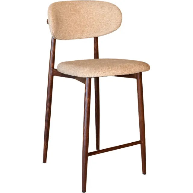 Lizzely Garden & Living SET DEAL: 2 stuks Barkruk Japandi bruin Reika walnoot minimalistische barstoel japanse stijl