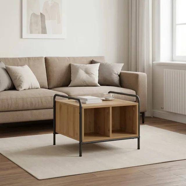 vidaXL Salontafel Artisanaal eiken 50 x 49 x 41 cm Bewerkt hout, foto 2