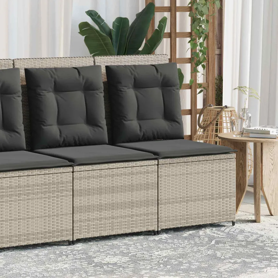vidaXL Tuinbank Lichtgrijs poly rattan, foto 3