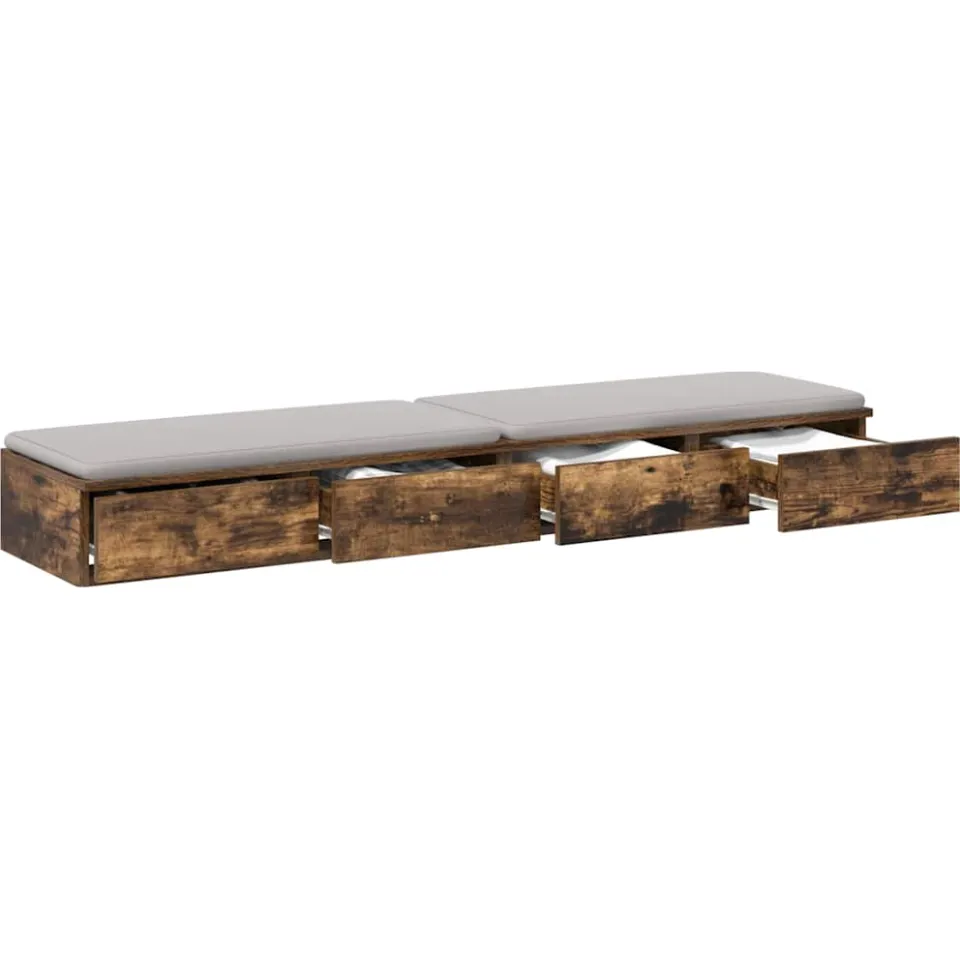 vidaXL Bedlades Gerookt eiken 140 x 36,5 x 16,5 cm Bewerkt hout Bruin