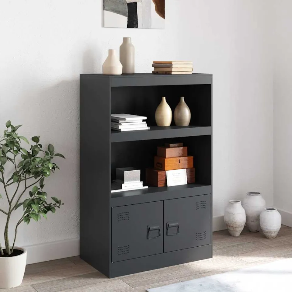vidaXL Dressoir 67x39x107 cm staal antracietkleurig, foto 3