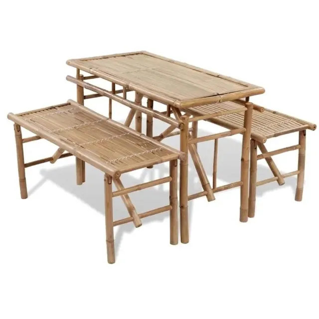 Turold Picknicktafel - Biertafel - Houten Tuinbank - Houten Biertafel - Bamboe Picknicktafelset/Biertafel, Hout/Bamboe 100cm