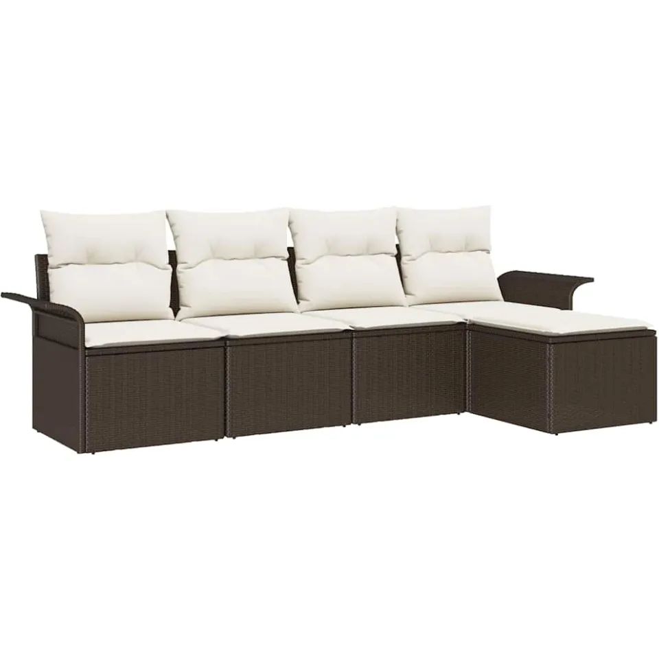 vidaXL Buitensofa 5 st Bruin poly rattan