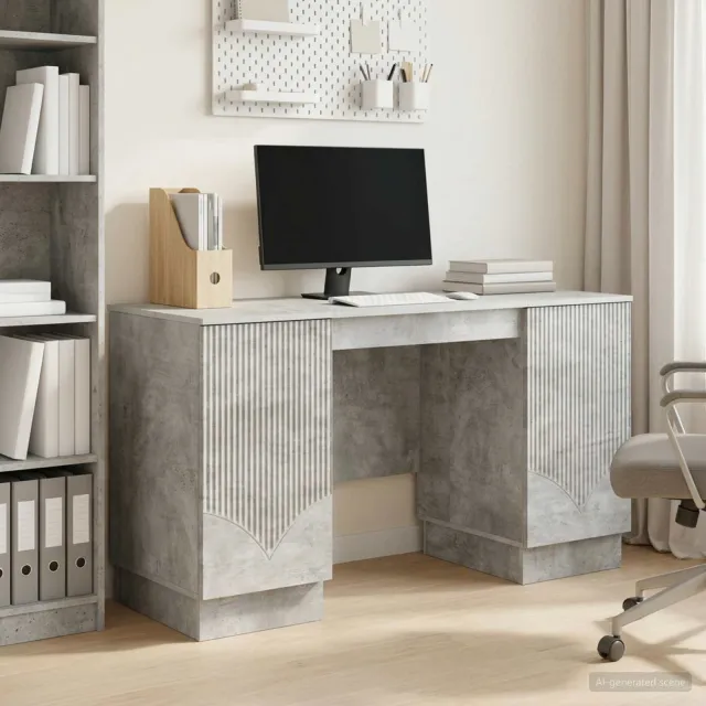 vidaXL Bureau Betongrijs 142,5 x 50 x 75 cm Bewerkt hout