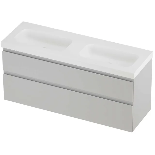 Proline Haga Badmeubelset Polystone Mezza 140x46x66 cm Mat White Glans Wit