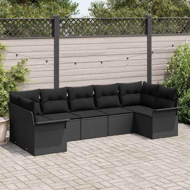 vidaXL Tuin Sofa Set 7 st Zwart poly rattan, foto 2