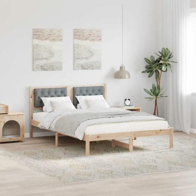 vidaXL Bedframe Lichtgrijs 150 x 200 cm Massief grenenhout Bruin