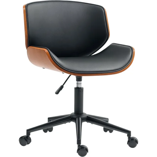 Homona Bureaustoel - Ergonomisch, in hoogte verstelbaar en 360° draaibaar - 52 x 54 x 74-84 cm - Zwart/Walnootbruin