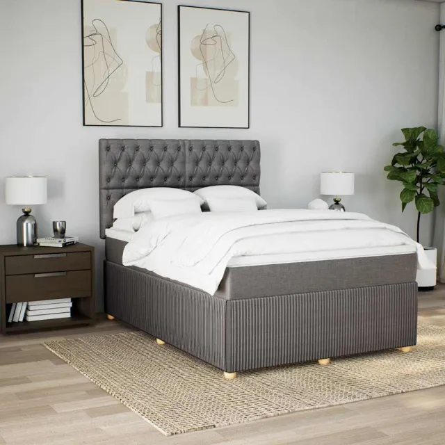 vidaXL Boxspring met matras stof taupe 160x200 cm