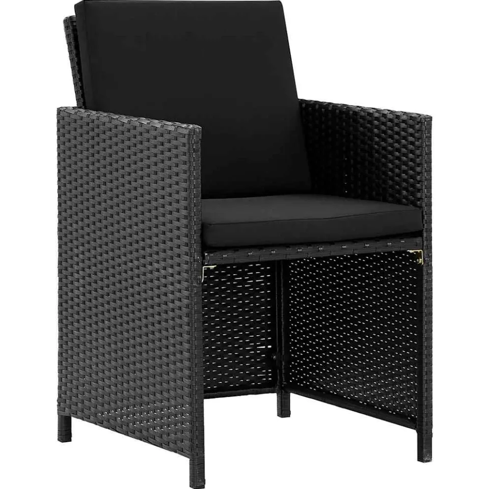 vidaXL 9-delige Tuinset met kussens poly rattan zwart, foto 3
