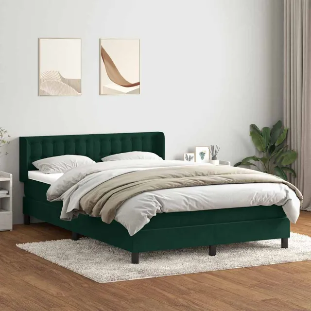 vidaXL Boxspring met matras fluweel donkergroen 160x220 cm groen