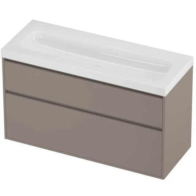Proline Haga Badmeubelset Polystone Mezza Enkel 120x46x73 cm Glans Wit Clay Beige