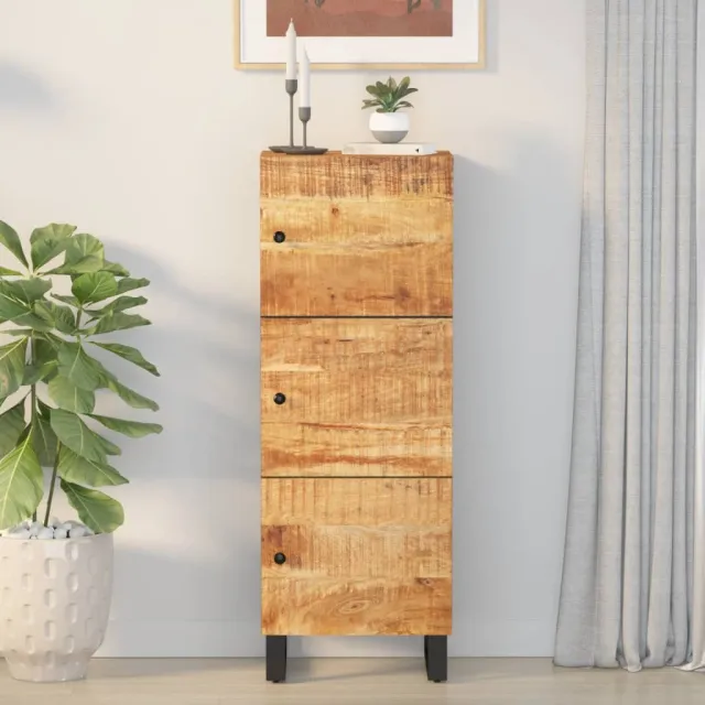 vidaXL Hoge kast met 3 deuren 40x33x110 cm massief mangohout en ijzer Bruin