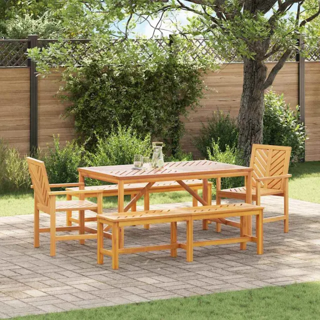 vidaXL Tuin eettafelset 5 st Bruin 150 x 90 x 74 cm Massief Acaciahout