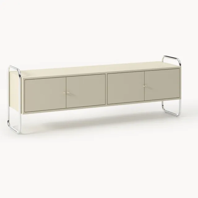 Westwing Collection Metalen tv-meubel Robyn Beige, Zilverkleurig