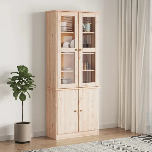 vidaXL Vitrinekast ALTA 77x35x186,5 cm massief grenenhout bruin, foto 2