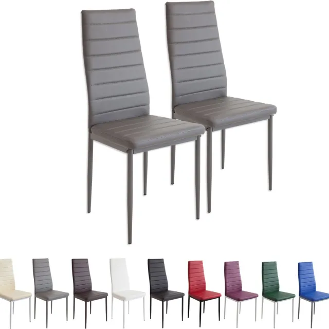 Albatros International MILANO Eetkamerstoelen in Set van 2, Grijs - Gestoffeerde stoel met kunstleer bekleding - Modern stijlvol design aan de eettafel - Keukenstoel of eetkamerstoel met hoog draagvermogen tot 110kg