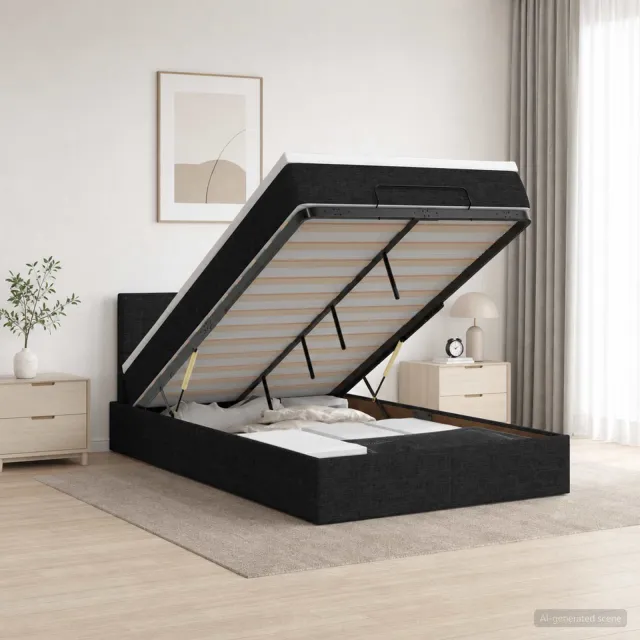 vidaXL Ottoman bed met matras met hoofdeinde Zwart 120 x 190 cm Stof