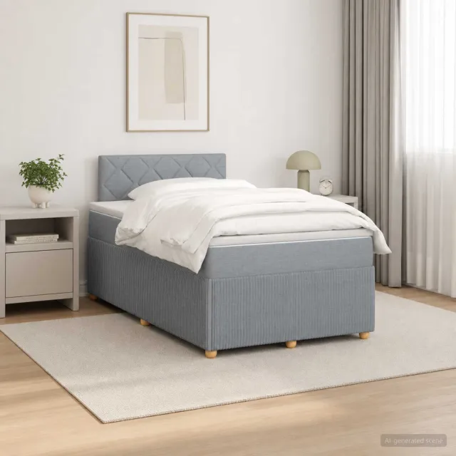 vidaXL Boxspringbed met matras Lichtgrijs 120 x 190 cm Stof