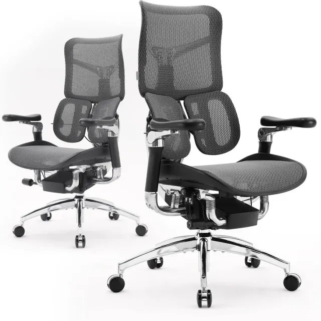 Sihoo Doro S300 Ergonomische Bureaustoel/Gamingstoel - Dubbele Dynamische Lendensteun - 6D-Gecoördineerde Armleuningen - Verstelbare Grote Zitkuss & Rugleuning - 150kg Draagvermogen - Kantoor/Thuis/Gaming - Zwart