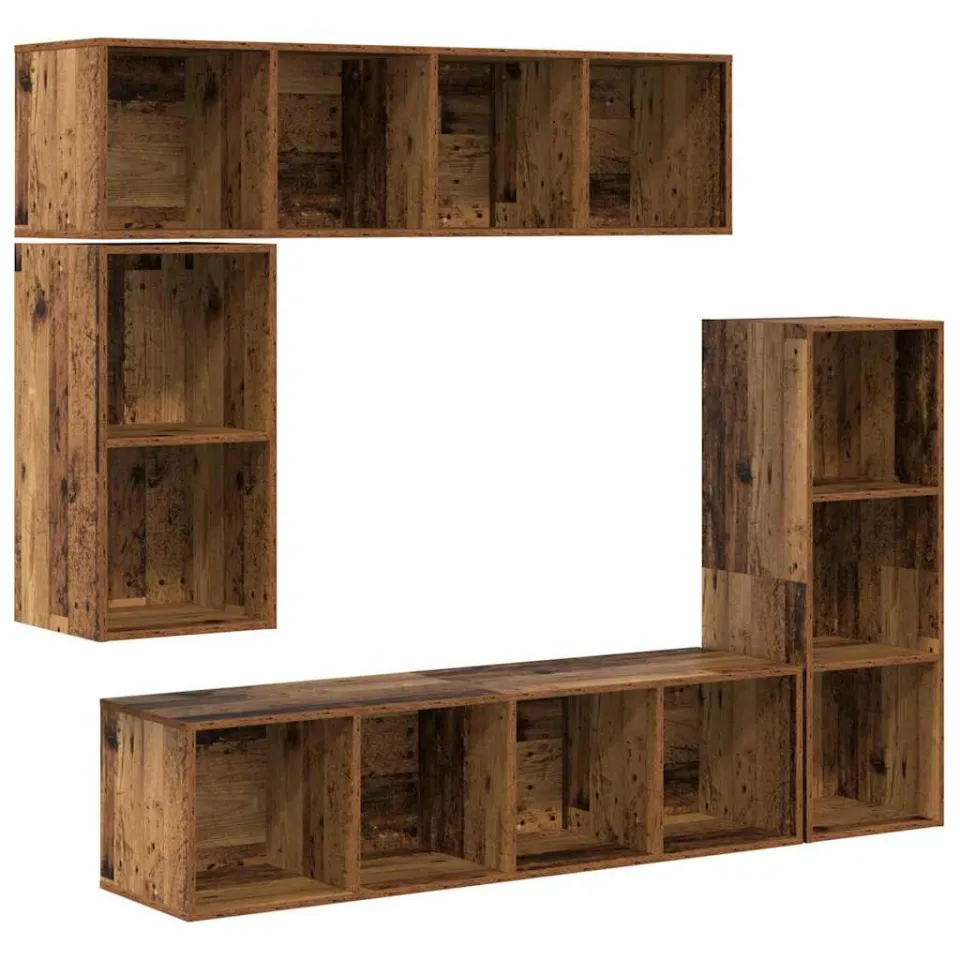vidaXL Tv-meubelset 4 st 37 x 37 x 142,5 cm Oudhout Bruin