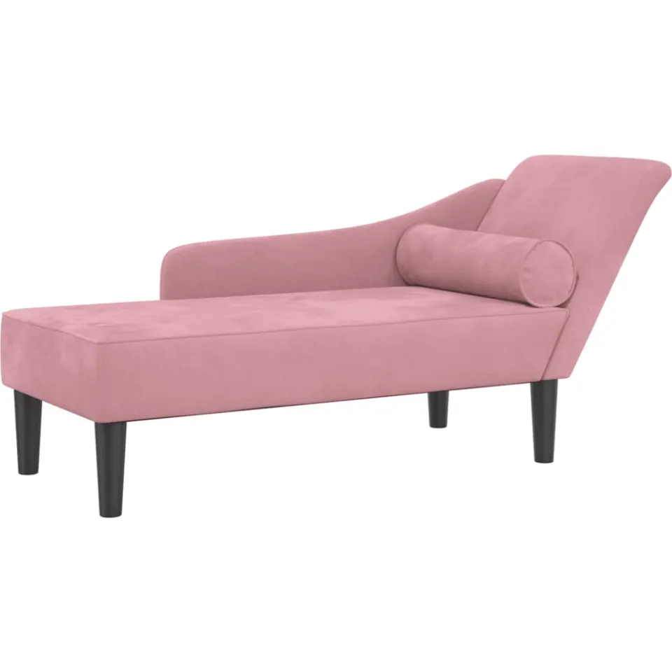vidaXL Chaise longue met kussens fluweel roze, foto 3