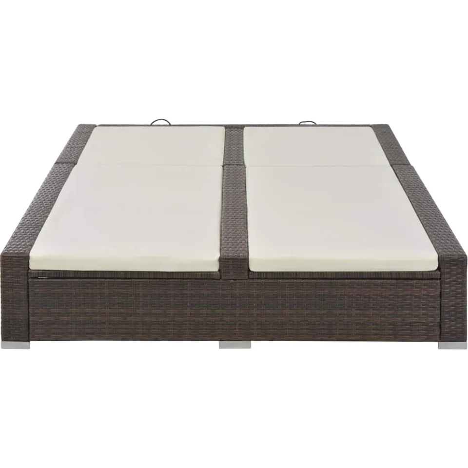 vidaXL Ligbed tweepersoons poly rattan bruin, foto 2
