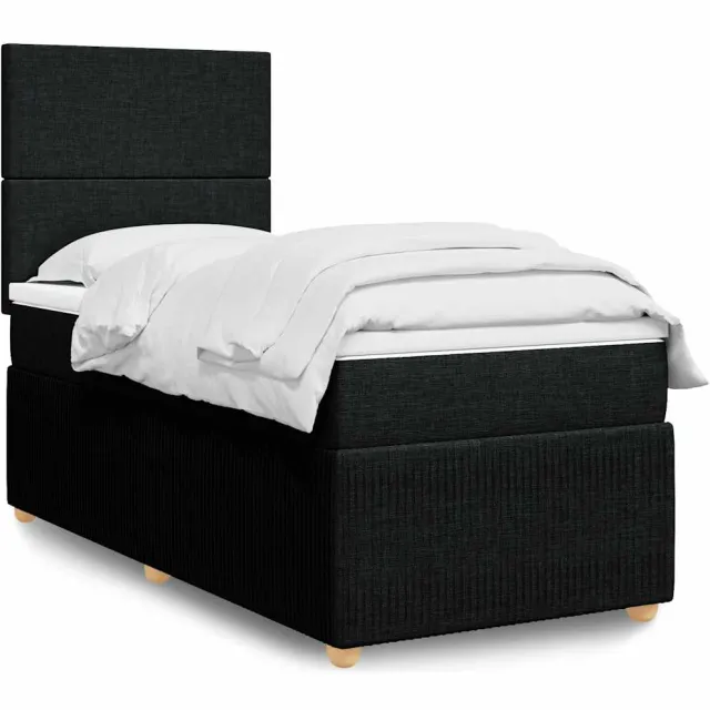 vidaXL Boxspring met matras stof zwart 90x190 cm
