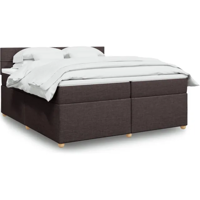 vidaXL Boxspring met matras stof donkerbruin 200x200 cm bruin