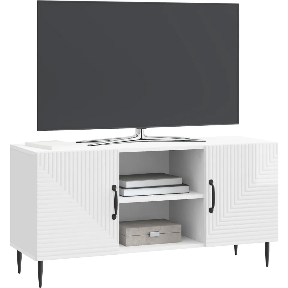 vidaXL Tv-meubel 102 x 34,5 x 50 cm Hoogglans Wit Bewerkt hout