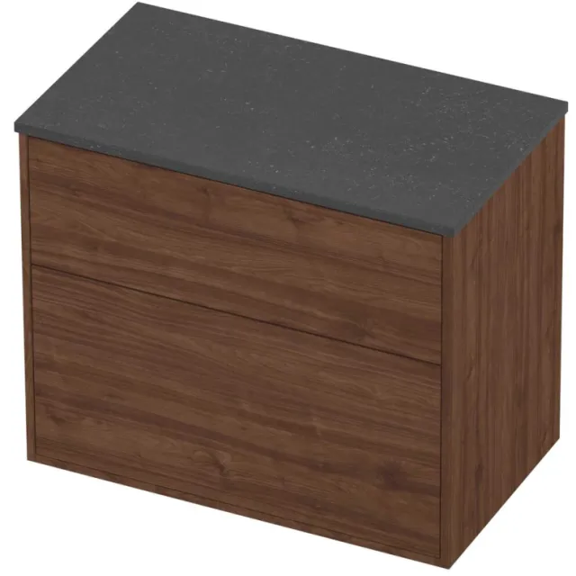 Proline Deck Badmeubelset Hardsteen Voor Grepen Asymmetrisch 80x46x67 cm Blue Stone Indian Walnut Houtlook