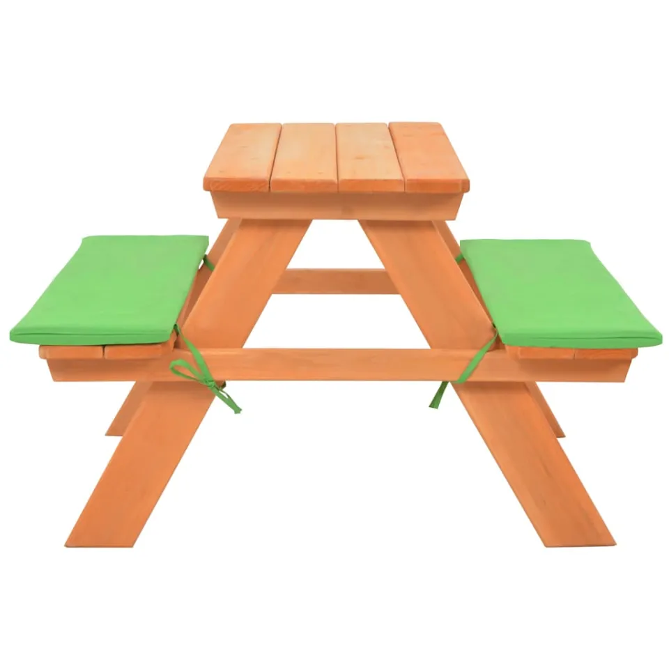 vidaXL Kinderpicknicktafel met banken 89x79x50 cm massief vurenhout Bruin