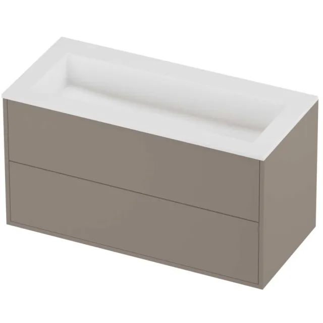 Proline Aristo Badmeubelset Polystone Elegant 2 Laden 100x46x54 cm Mat White Clay Beige