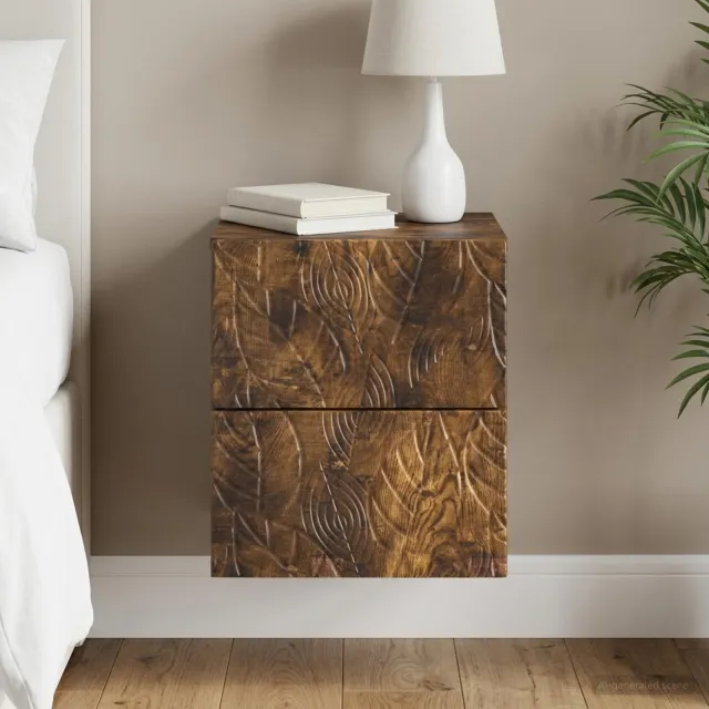 vidaXL Wandbeugel Bedkast Gerookt eiken 34,5 x 33 x 40 cm Bewerkt hout, foto 2